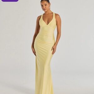 Elegant Yellow Evening Gown